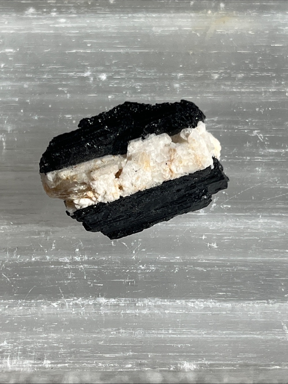 Black and White Tourmaline Crystal Accent Piece
